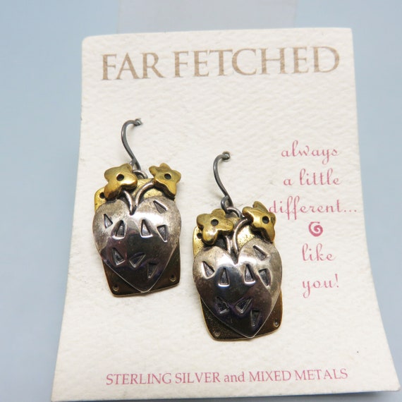 Far Fetched Vintage Sterling Silver Heart Flower Earrings