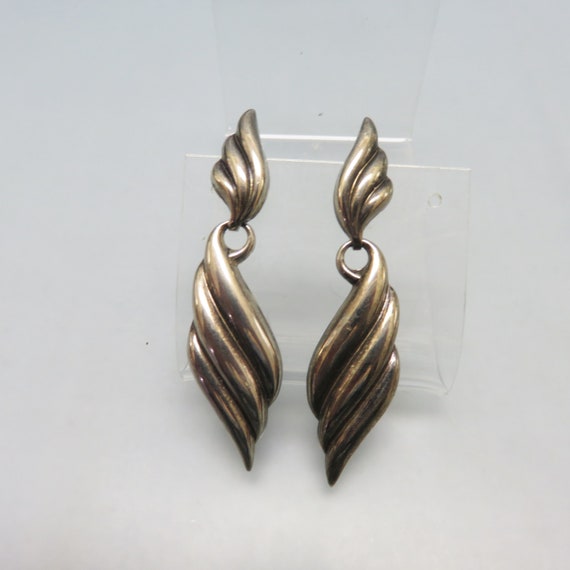 Vintage Sterling Silver Dangle Pierced Earrings, … - image 1