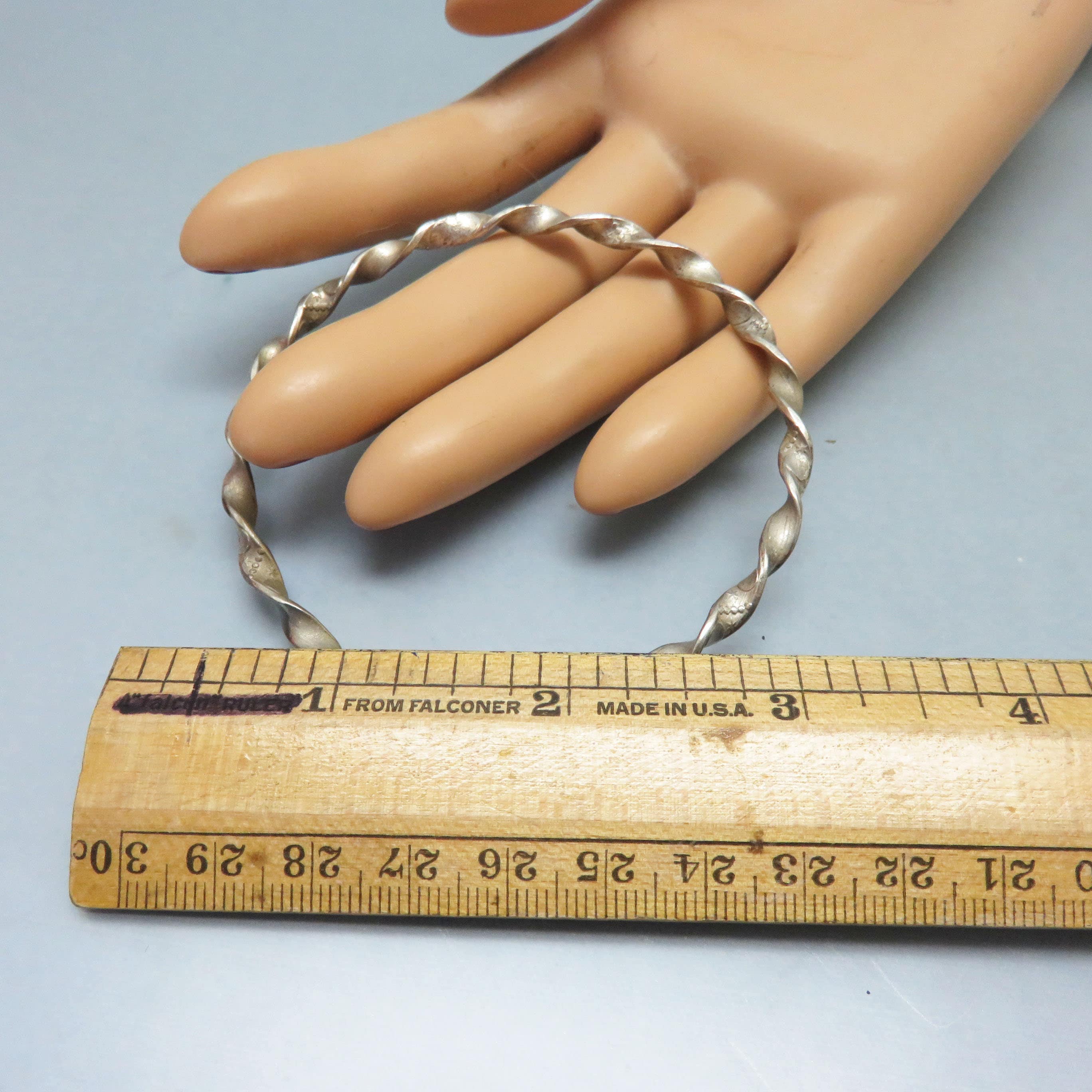 Vintage Sterling Silver Twisted Metal Bangle Bracelet, 10.60 Grams