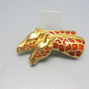 Vintage Enamel Giraffe Buckle, 1980s Stretchy Belt Buckle