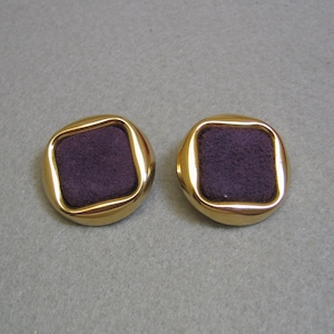 Daring 1980s Purple Suede Clip On  Earrings, Classic Good Looks
