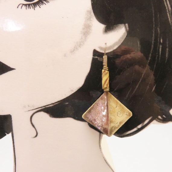 Hand Made BoHo Pierced Earrings, Vintage Sterling… - image 4