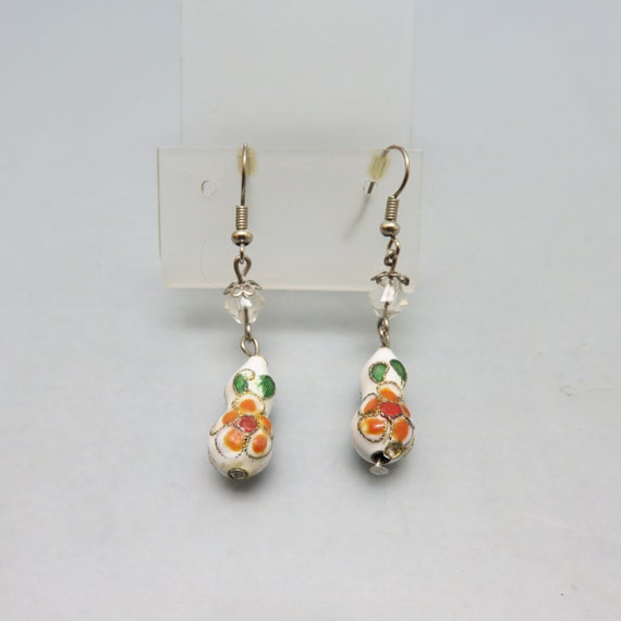 Vintage 1980s Cloisonne' Bead Pierced Earrings,  … - image 1