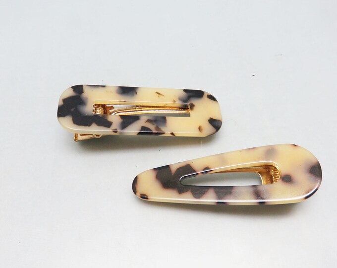 Vintage Tortoise Shell Plastic Hair Clip Pair - Etsy