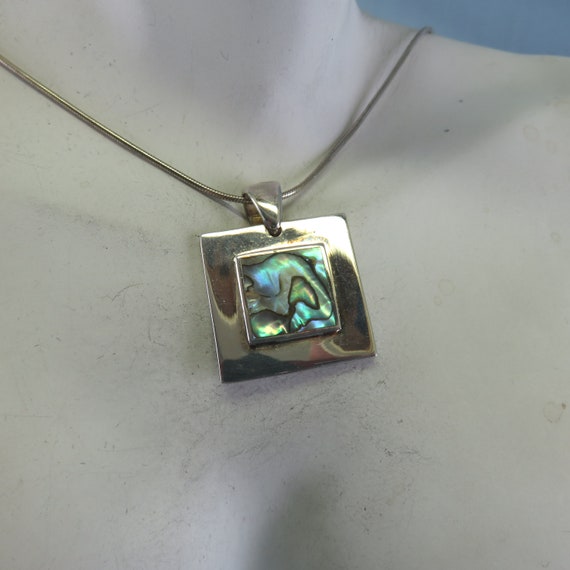 Modern Abalone Shell Pendant and Chain, MINT, Vin… - image 6