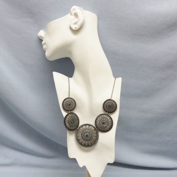 1990s Ethnic Style Silvertone  Necklace, Magnetic… - image 3