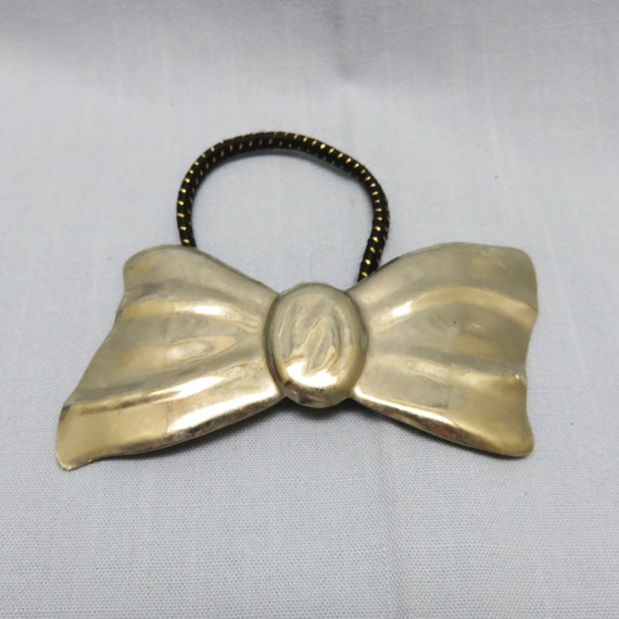 Cool 1990s Vintage Silverplated Bow Ponytail Hold… - image 1