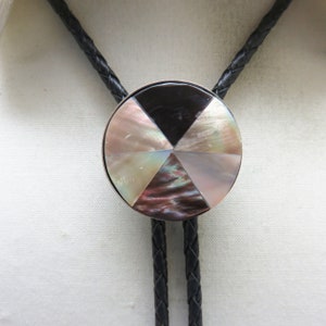Handmade Brown and White Mother of Pearl Bolo Tie