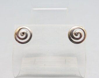 Sterling  Spiral Stud Pierced Earrings, Vintage Pierced Earrings