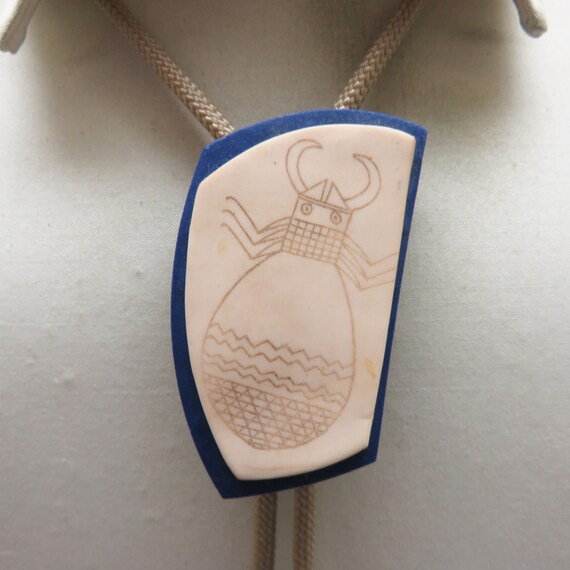 Vintage Native American Beetle  Bolo Tie, Pottery