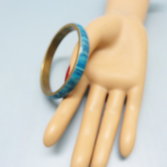 1970s Blue Dyed Cow Bone Bangle Bracelet* - image 3