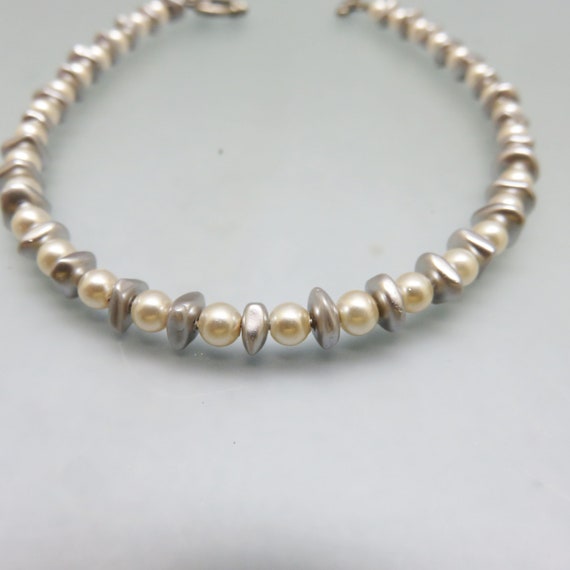Vintage Handmade Faux Pearl Ankle Bracelet, Delic… - image 2