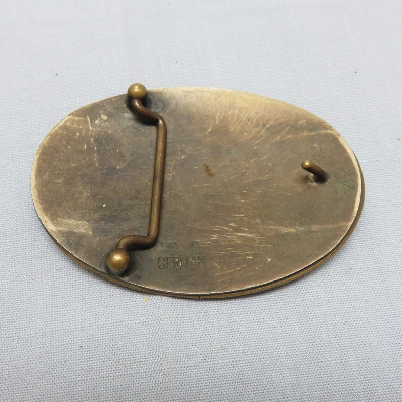 Calf Roping Buckle Nickel Silver Western Cow Pony Belt Buckle Vintage
