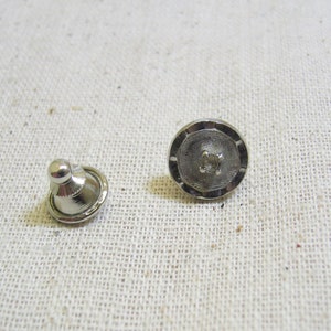 Vintage 1960s Round Rhinestone Silvery Metal Tie Tac