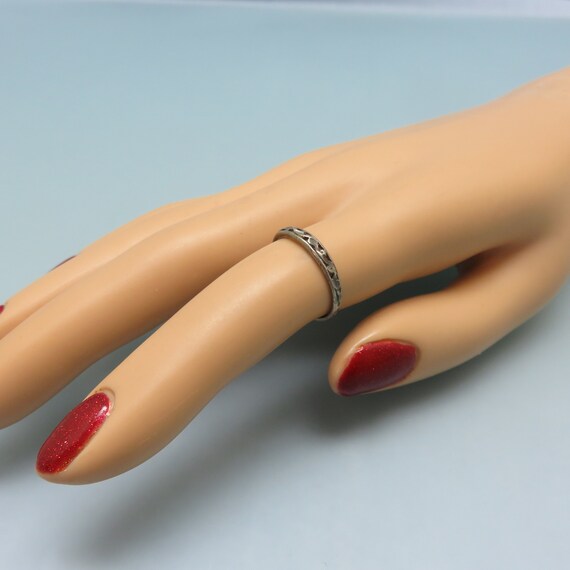 Interwoven Design Tiny Sterling Stacking Ring, Si… - image 2