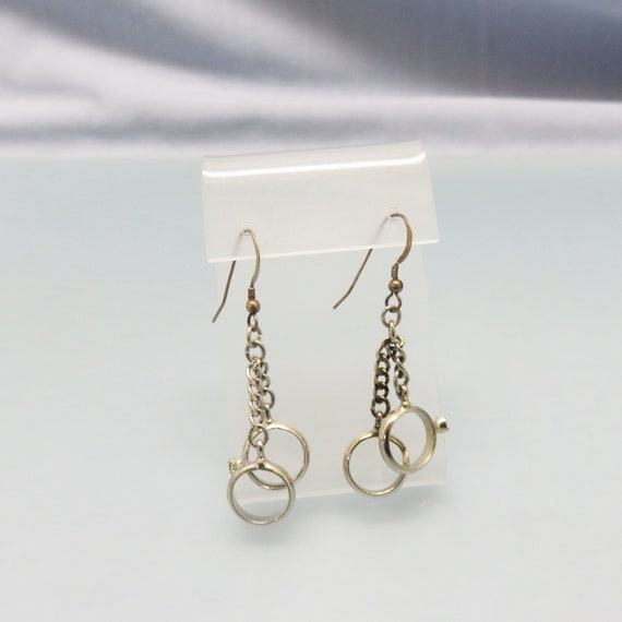 Tiny Engagement Wedding Ring Pierced Earrings, Vi… - image 1