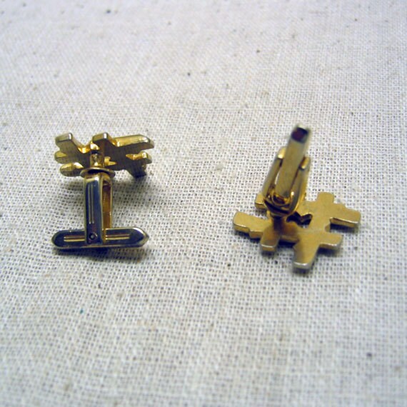 1960s Hash Tag Design Goldplated Cuff Link Set - image 2