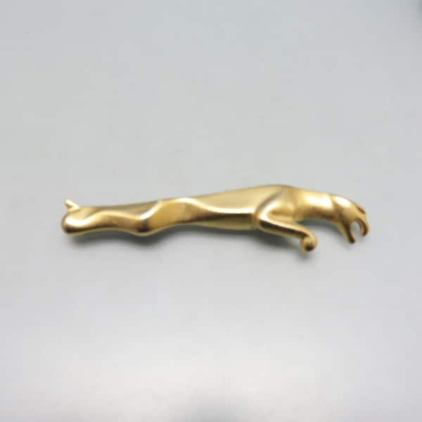 Golden Jaguar Brooch, 1980s,  Matte Goldtone Metal