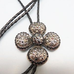 Floral Marcasite Bolo Tie, Vintage, Handmade Bolo, Steampunk Design