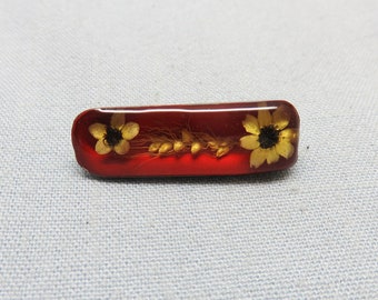 Vintage 1960's Resin and Flowers and Seeds Pin or Brooch