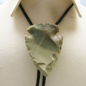 Rugged Two Color Gray Stone Arrowhead Western Bolo Tie
