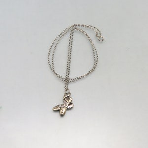 Vintage Sterling Silver Ballet Slippers Necklace, 16 Inch Fine Silver Chain*
