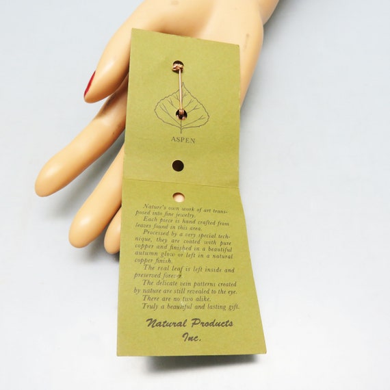 1980s Era Real Copper Coated Aspen Leaf Brooch - image 3