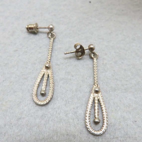 Sterling Silver Victorian Style Drop Earrings, Vi… - image 1