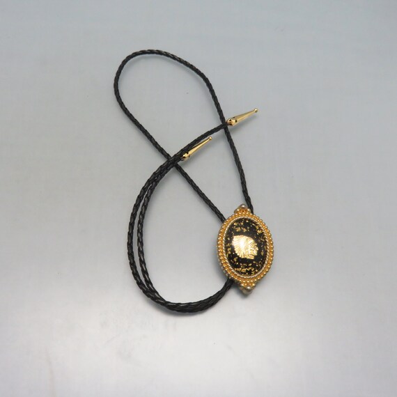 Very Cool Resin and Gold Flake Vintage Bolo Tie, … - image 2