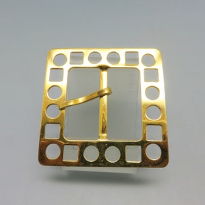 Big Bold 1980s Gold Geometric Belt Buckle, Cut Out Shapes