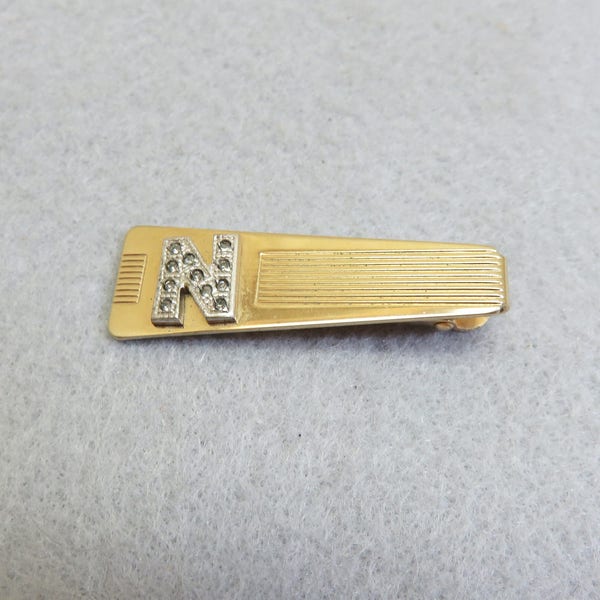 Initial N Vintage Tie Clip, Art Deco Era