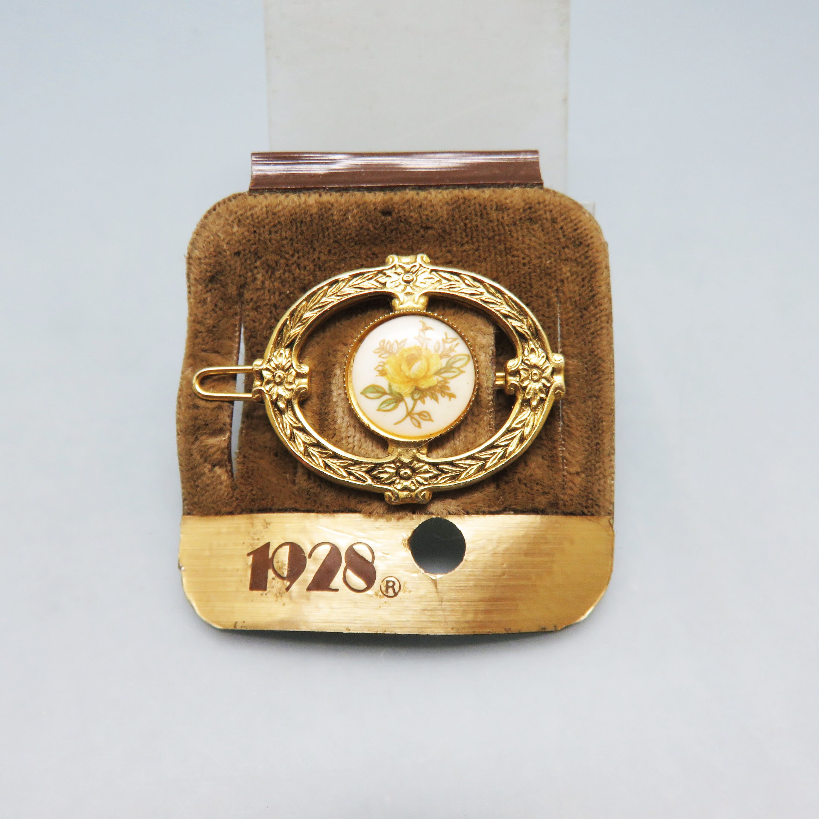 ?NEW?1928 brand Goldtone Metal Hair Barrette with leaf ? & flower patterns Hair Barrettes – 1928 Jewelry main image 2