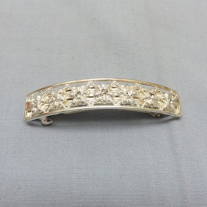 Vintage, Silvery Flower and Rhinestone Hair Barrette
