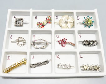 Choice, Tiny Rhinestone Hair Barrettes. Group 1, A Thru D