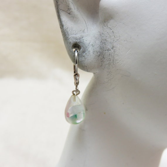 ピアス Rain Drop Earrings Crystal Raindrop Pierced Earrings, Sterling Silver Vintage
