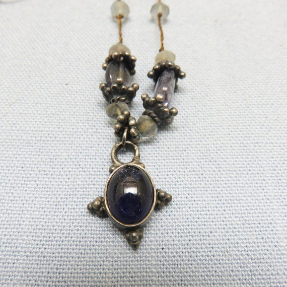 Victorian Look Iolite, Moonstone Bead Sterling Ne… - image 3