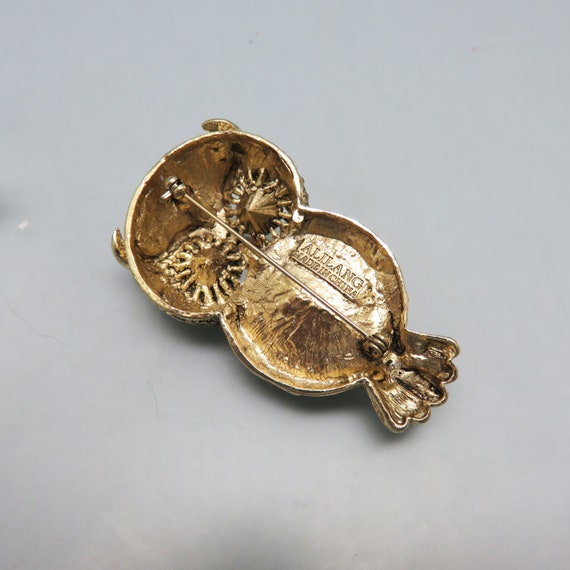 Vintage Rhinestone Owl Pin, Big and Beautiful - image 4