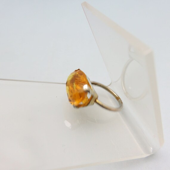 Gorgeous Vintage Golden Topaz Glass Ring, Oval Cu… - image 3