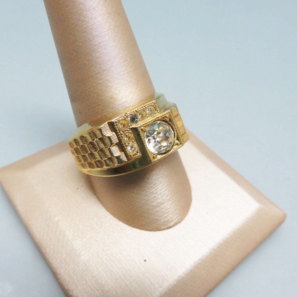 Anello Uomo Placcato Oro Con Corallo Rosso 7 Carati - Fatto A Mano India
