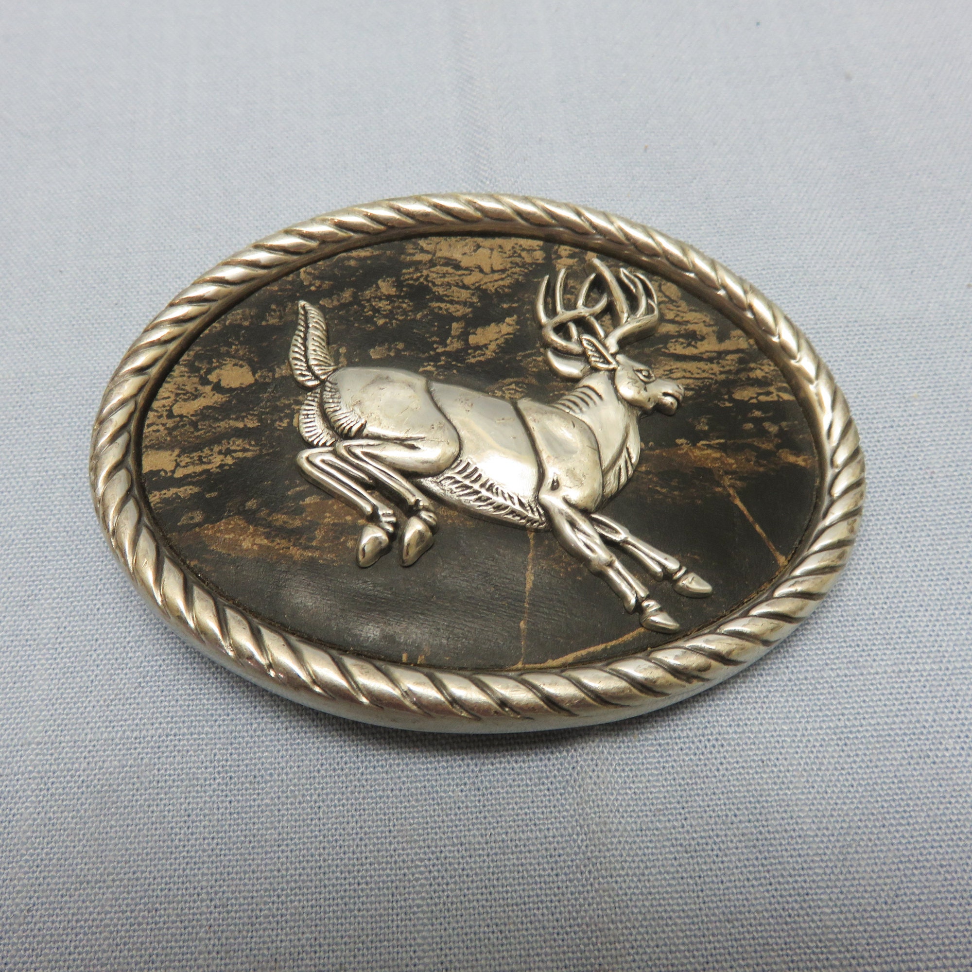 Vintage NOCONA ? leaping Elk Hunting silver tone bucket American Elk North Hunting Club Proof Coin 1 Troy Oz .999  main image 2