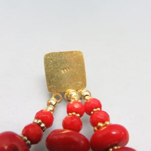 1980s Vintage Dyed Blood Coral Chunk Bracelet , Sterling Vermeil image 5