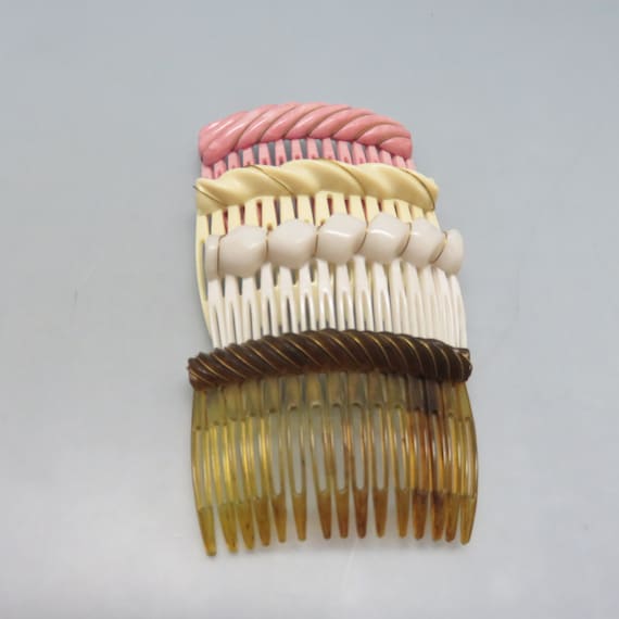 Paris Diffusion Hair Combs, Set of 4, White, Beig… - image 2