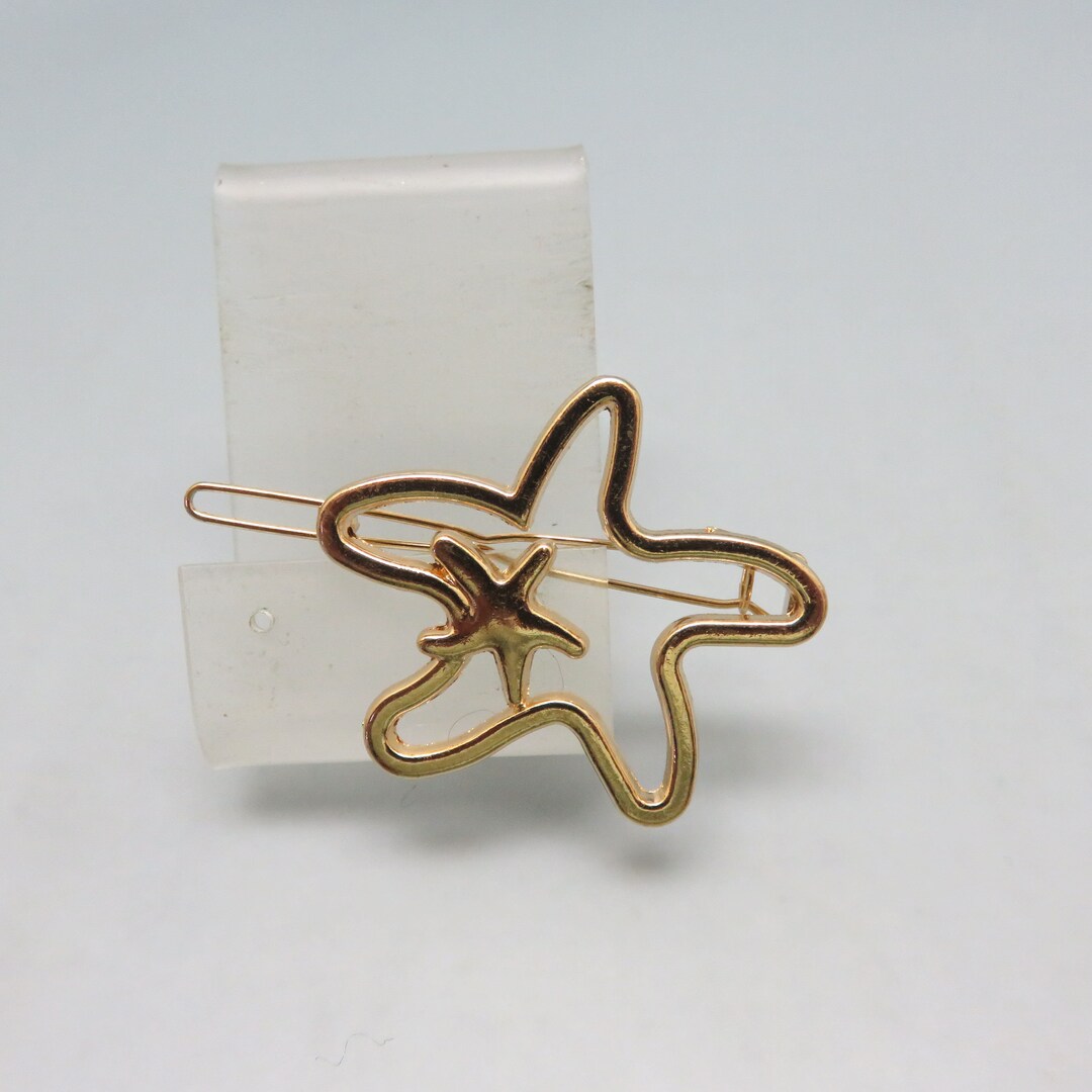 Golden Mama and Baby Starfish Hair Barrette, Vintage Hair  display picture 1