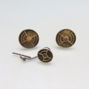 Sterling Silver Cufflinks and Tie Tack, Vintage, Radar, Sound Wave Design