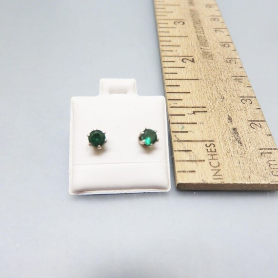 Sterling Silver, Green Spinel, Tiny Stud Style Pi… - image 5