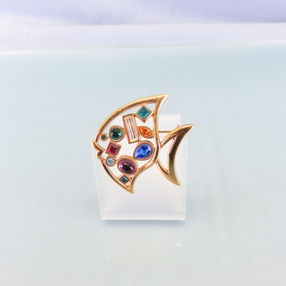 Vintage Rhinestone Tropical Fish Brooch or Pin - image 1