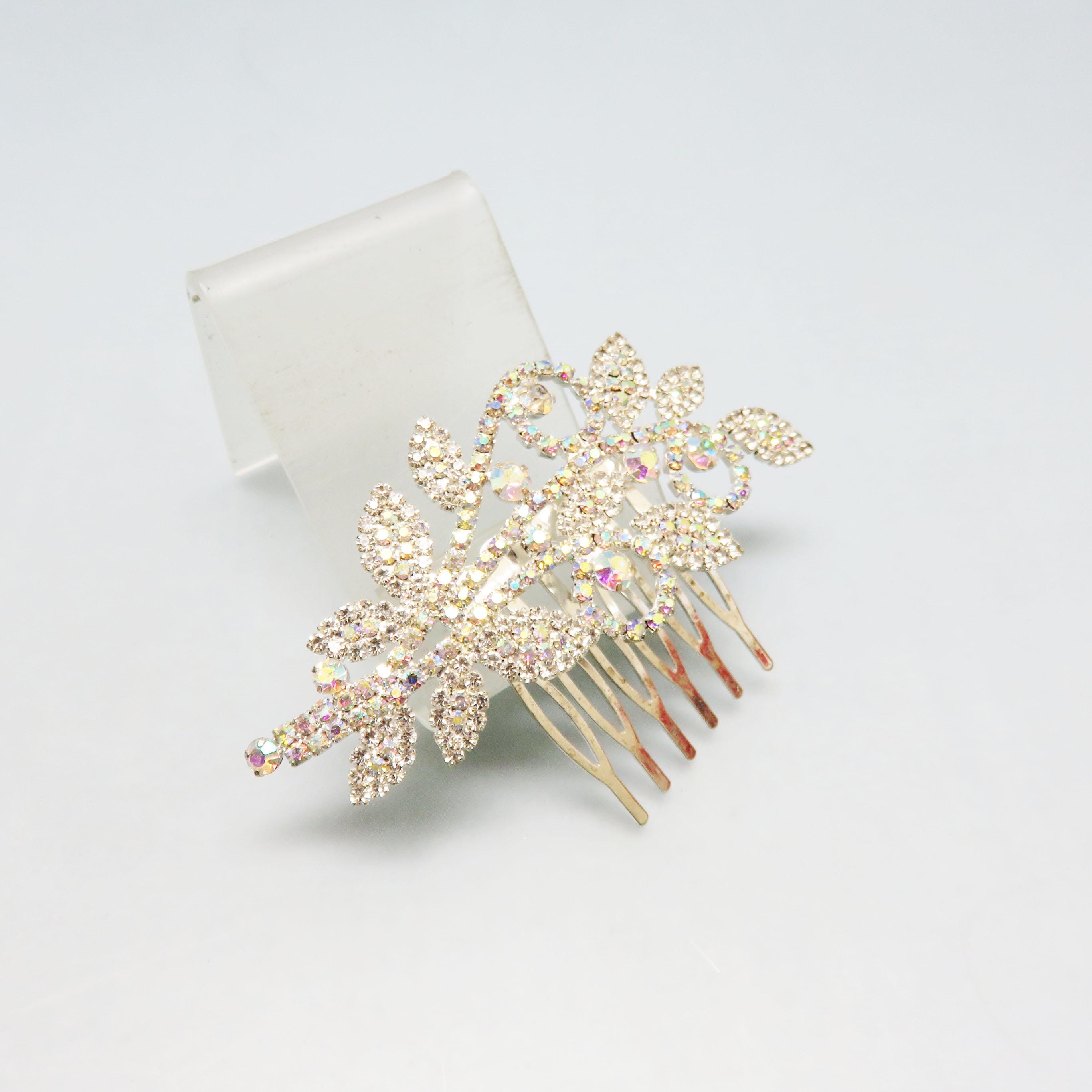 Vintage Blue Moonstone Aurora Borealis Rhinestone Hair Barrette 1950s Aurora Borealis Necklace belonged to Kevin main image 3