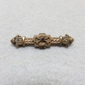 Victorian Garnet Brooch: Antique Rolled Gold Bar Pin