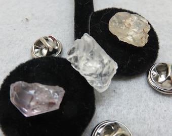 Hand Cut Quartz Crystal Tie Tack, Rockin' JK