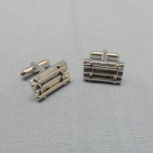 Modern Geometric Silvery Cufflinks, Modern Design, Mint